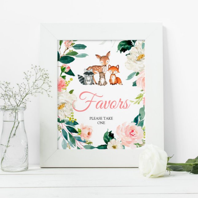 Affiche SIGNE Baby shower Favoris des animaux de bois (Créateur téléchargé)