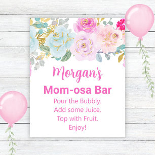 Affiche SIGNE Baby shower Fille Rose Floral Maman-osa Bar