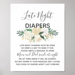 Affiche Signe baby shower Fleurs Diapeurs nocturnes