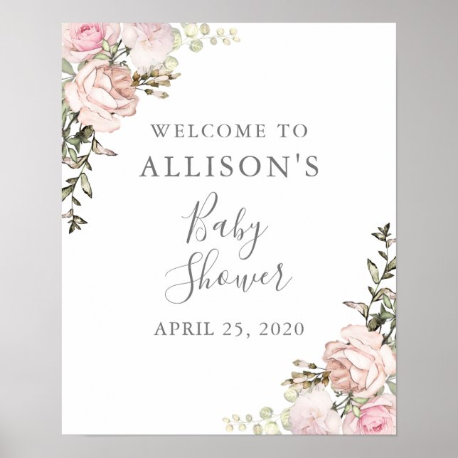 Affiche SIGNE Baby shower Floral Spring (Devant)