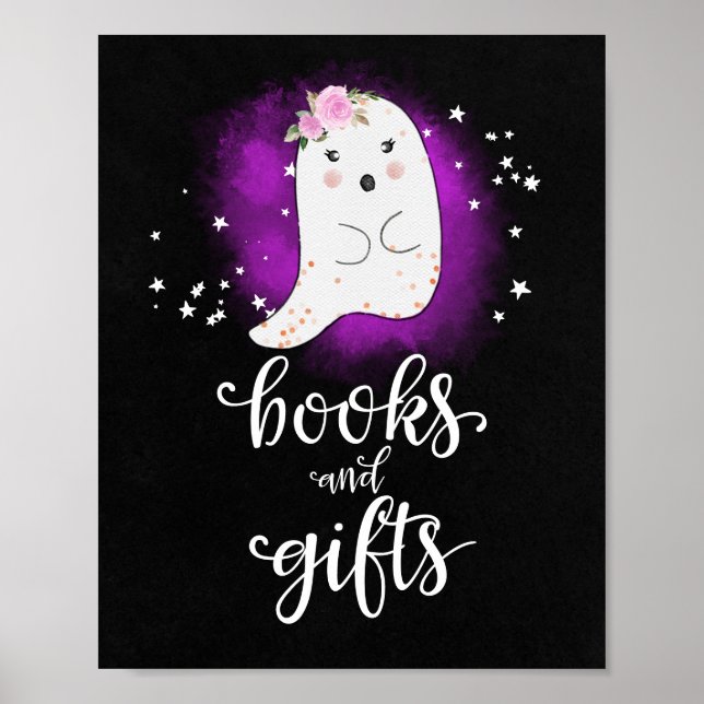 Affiche SIGNE Baby shower Halloween Livres et Cadeaux (Devant)