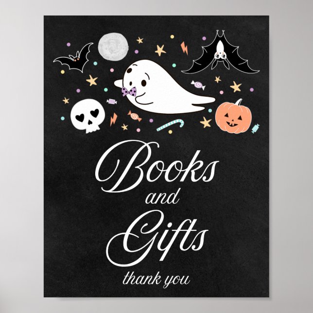 Affiche SIGNE Baby shower Halloween Livres et Cadeaux (Devant)