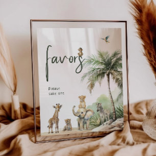 Affiche SIGNE Baby shower Jungle Safari Animaux Faveurs