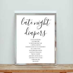 Affiche Signe baby shower Late Night Diapés