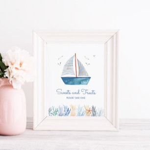 Affiche SIGNE Baby shower nautique Sweet Sailboat