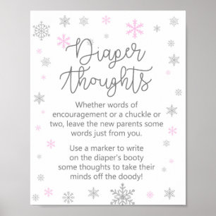 Affiche SIGNE Baby shower Pink Winter Snowflake