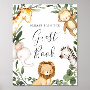 Affiche Signe Baby shower Safari Animaux