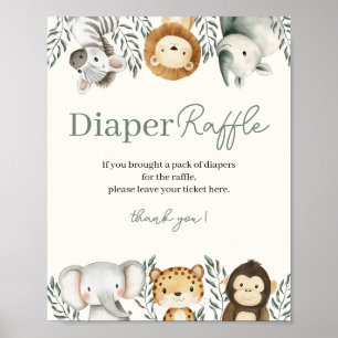 Affiche Signe Baby shower Safari Déchets
