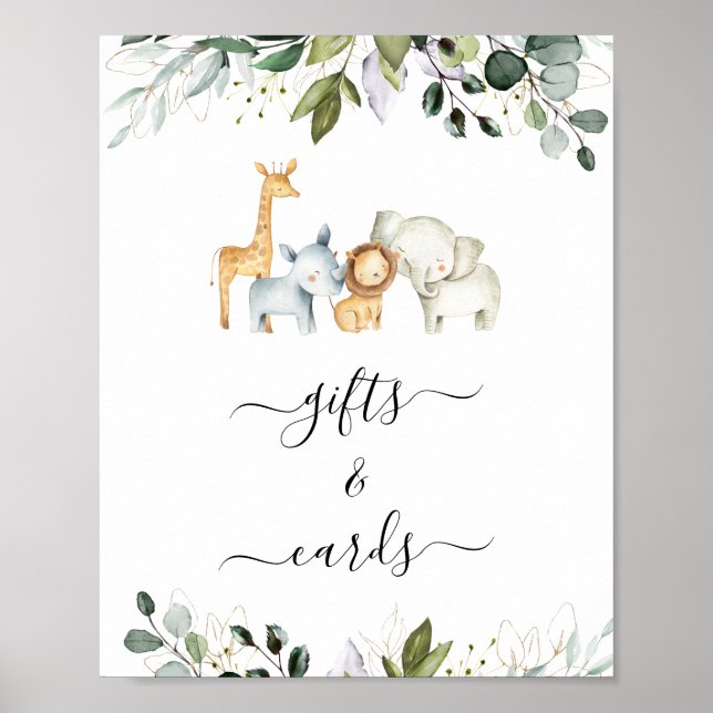 Affiche SIGNE Baby shower Safari Foliage Sexe Neutre (Devant)