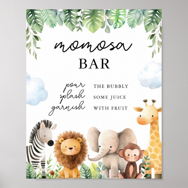 Affiche SIGNE Baby shower Safari Momosa Bar (Devant)