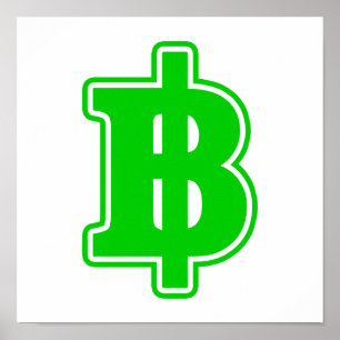 Affiche Signe baht vert ฿ Monnaie thaïlandaise ฿