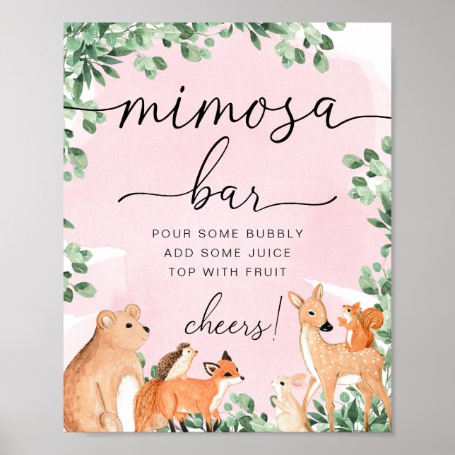Affiche SIGNE BARRE Baby shower rose Mimosa (Devant)