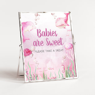 Affiche Signe Bébés de Bain Rose Sous l'Océan sont Mignons