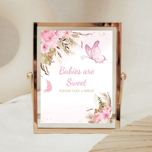 Affiche Signe Bébés sont Mignons Fleurs Papillon Baby Show