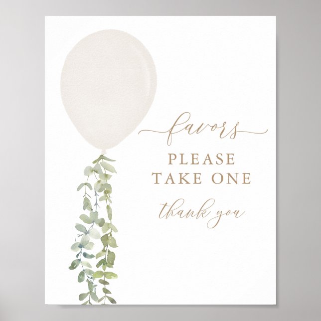 Affiche Signe blanc Baby shower de ballon Faveurs (Devant)