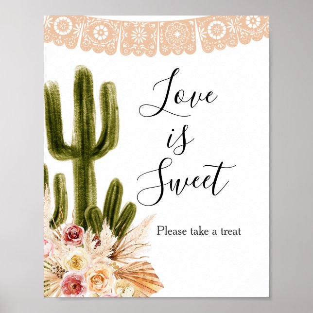 Affiche Signe Boho Cactus Taco Bout Love is Sweet (Devant)