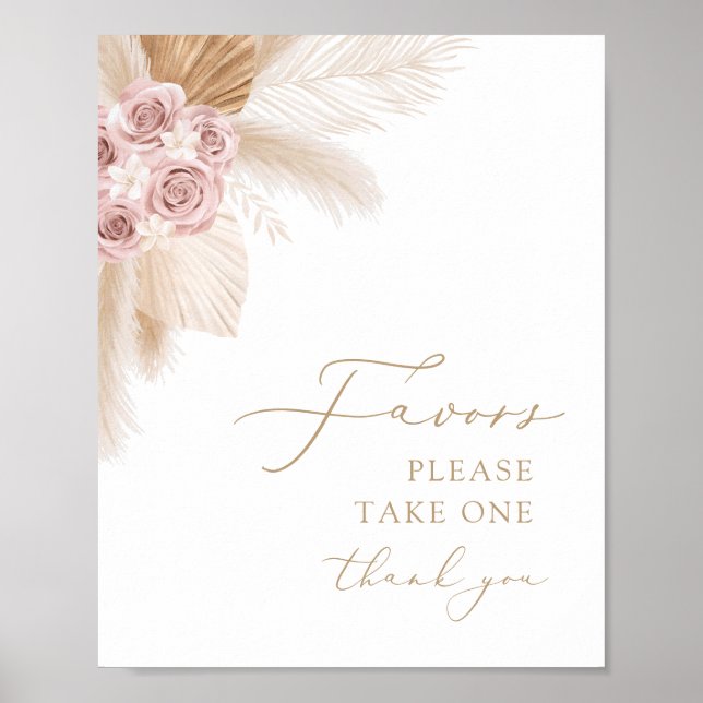 Affiche Signe Boho Pampas Grass Girl Baby shower Faveurs (Devant)