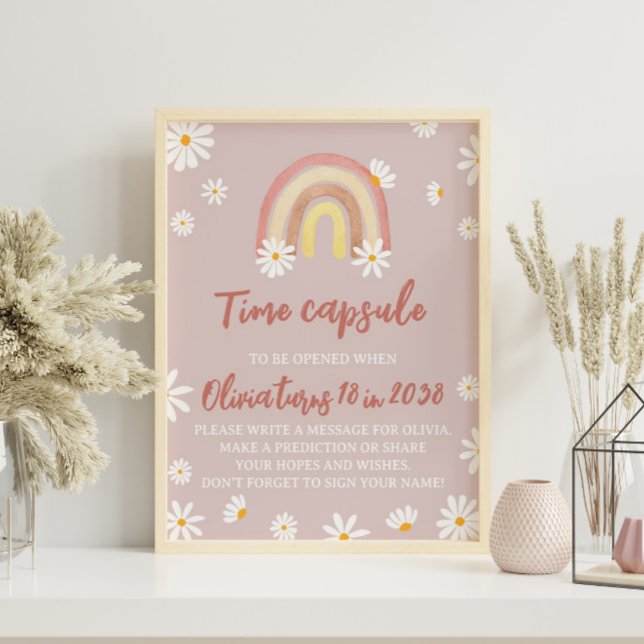 Affiche Signe Boho Rainbow Daisy Anniversaire heure Capsul (Créateur téléchargé)