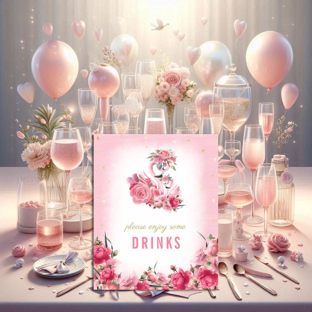 Affiche SIGNE boisson Baby shower Flamant rose rose Baller (Créateur téléchargé)