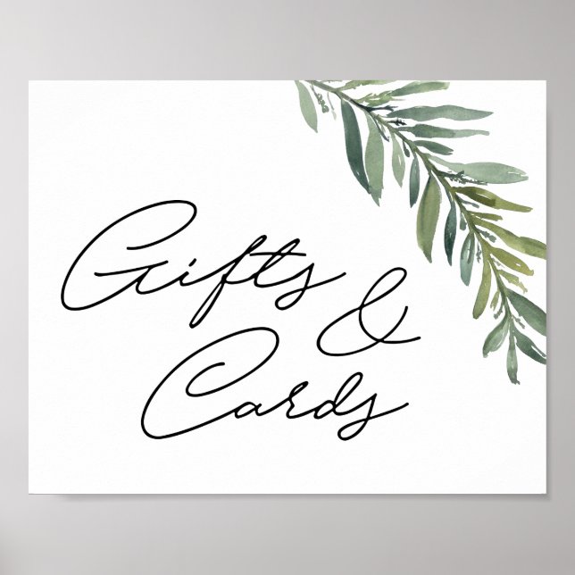 Affiche Signe cadeau 10" x 8" Aquarelle feuille (Devant)