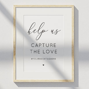 Affiche Signe capturez l'amour. Calligraphie noir et blanc