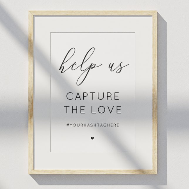 Affiche Signe capturez l'amour. Calligraphie noir et blanc (Créateur téléchargé)