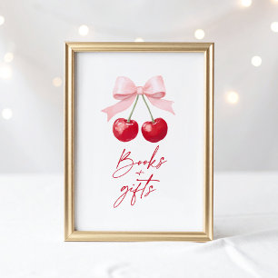 Affiche Signe cerise Baby shower Livres et Cadeaux