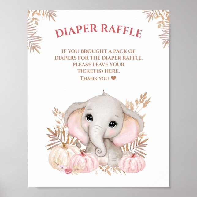Affiche Signe chou Baby shower éléphant chevalier (Devant)