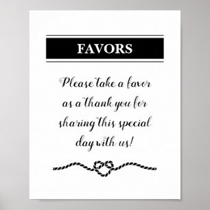 Affiche Signe Coeur de cordes Faveurs de mariage nautique