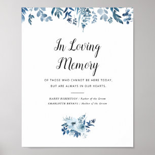 Affiche signe commémoratif mariage des fleurs d'aquarelle