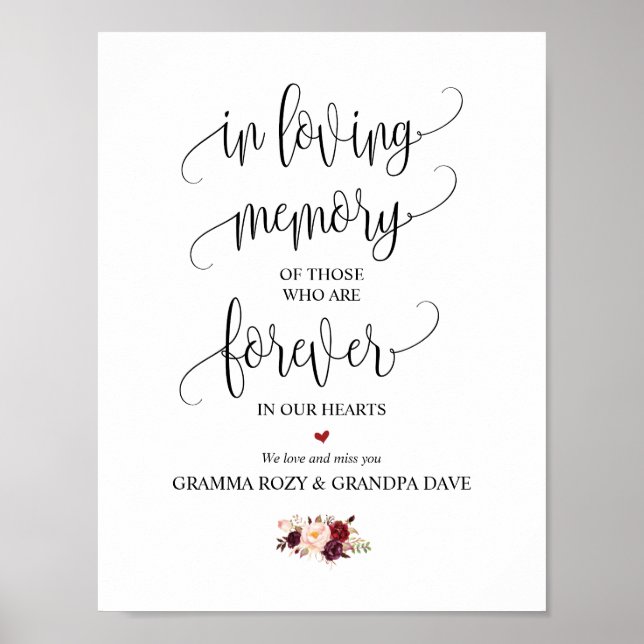 Affiche Signe commémoratif pour toujours dans nos coeurs (Devant)