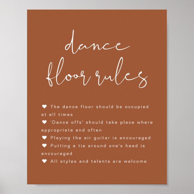 Affiche SIGNE CORIANDER Boho Terracotta Dance Floor Rules (Devant)