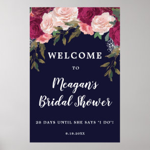 Affiche signe d'accueil de la douche nuptiale florale mari