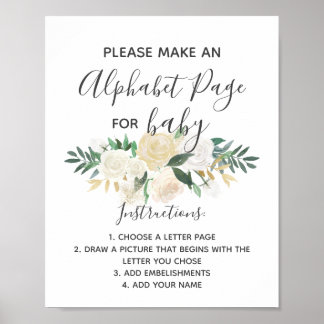 Affiche Signe d'activité de la page Alphabet Fleurs baby s