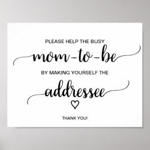 Affiche Signe d'adressage de calligraphie noire simple