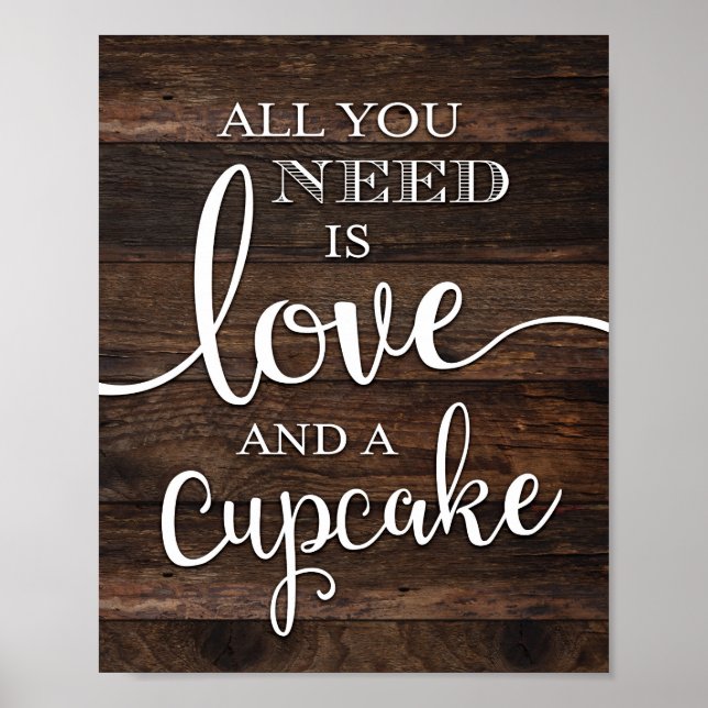 Affiche SIGNE D'AMOUR Rustique ET UN CUPCAKE (Devant)