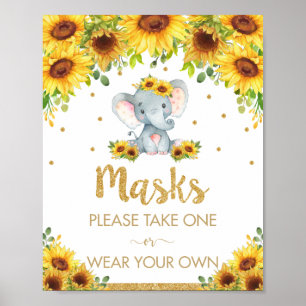 Affiche Signe d'anniversaire de la douche de l'éléphant de