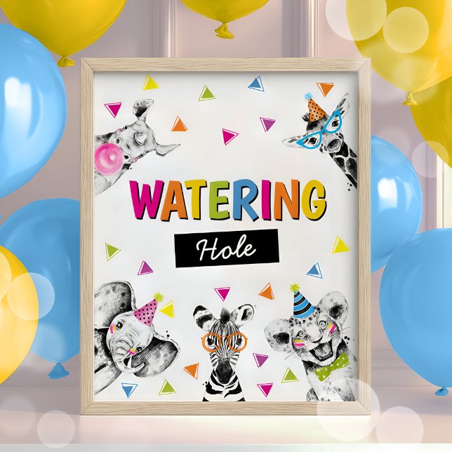 Affiche Signe d'anniversaire de la fête Safari Animaux (Créateur téléchargé)