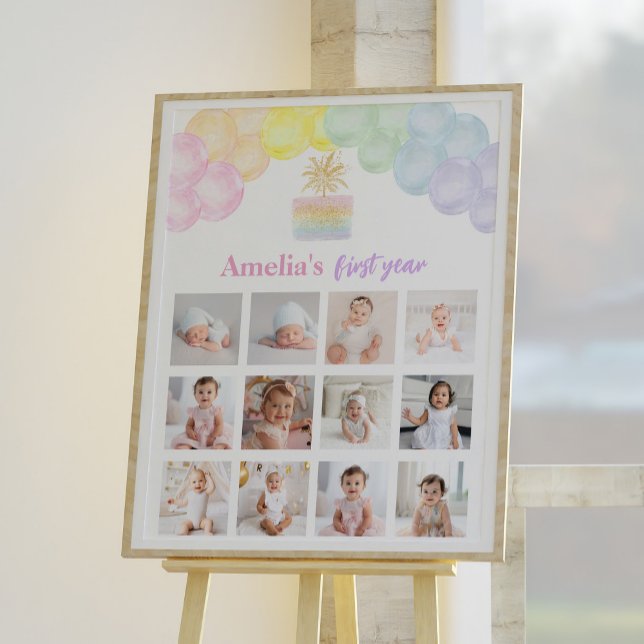 Affiche Signe d'anniversaire de la photo de l'arc-en-ciel (Créateur téléchargé)