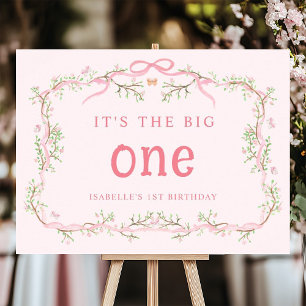 Affiche Signe d'anniversaire du premier cadre floral en fl