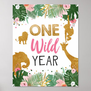Affiche Signe d'anniversaire d'une année sauvage Safari An