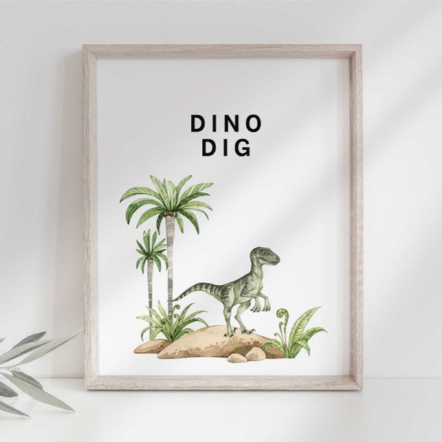 Affiche SIGNE D'Aquarelle Jurassic Dinosaur Dino Dino (Créateur téléchargé)