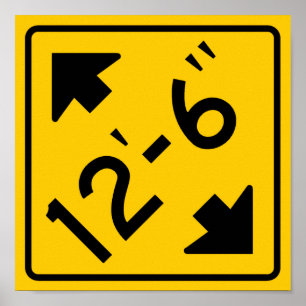 Affiche Signe d'avertissement de route de bas dégagement