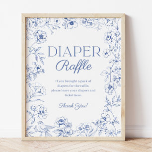 Affiche Signe de Baby shower Bleu Chinoiserie