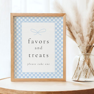 Affiche SIGNE DE Baby shower Bleu Plaid Simple