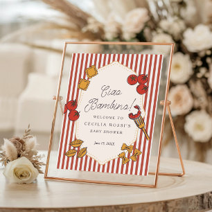 Affiche Signe de Baby Shower Ciao Bambino Pâtes Italiennes