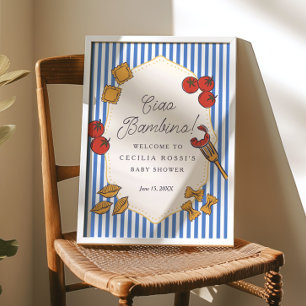 Affiche Signe de Baby Shower Ciao Bambino Pâtes Italiennes
