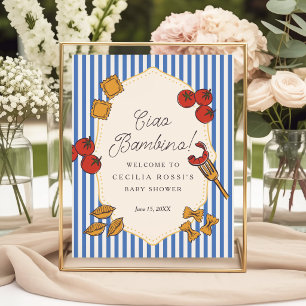 Affiche Signe de Baby Shower Ciao Bambino Pâtes Italiennes