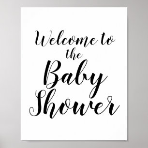 Affiche SIGNE DE Baby shower D'ACCUEIL Calligraphie Noire