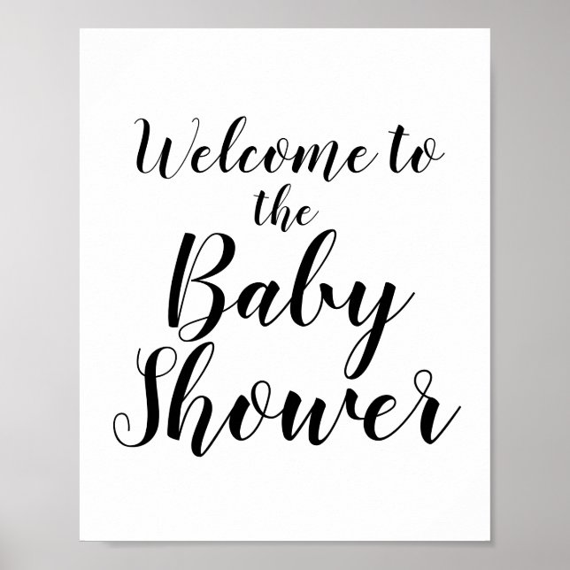 Affiche SIGNE DE Baby shower D'ACCUEIL Calligraphie Noire  (Devant)